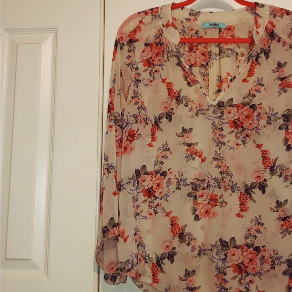 (KARLIE) Sheer floral top 🌺🌼